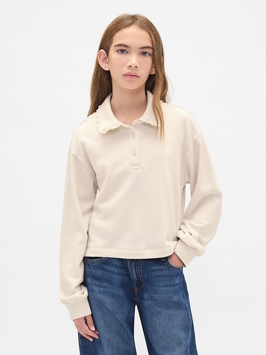 kinder-polo-sweatshirt aus french terry mit spitzenbesatz