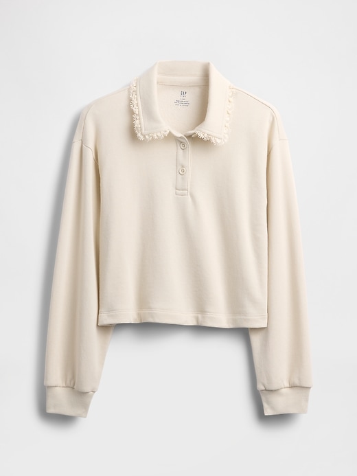 kinder-polo-sweatshirt aus french terry mit spitzenbesatz