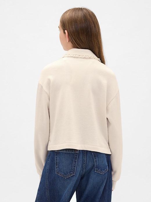 kinder-polo-sweatshirt aus french terry mit spitzenbesatz