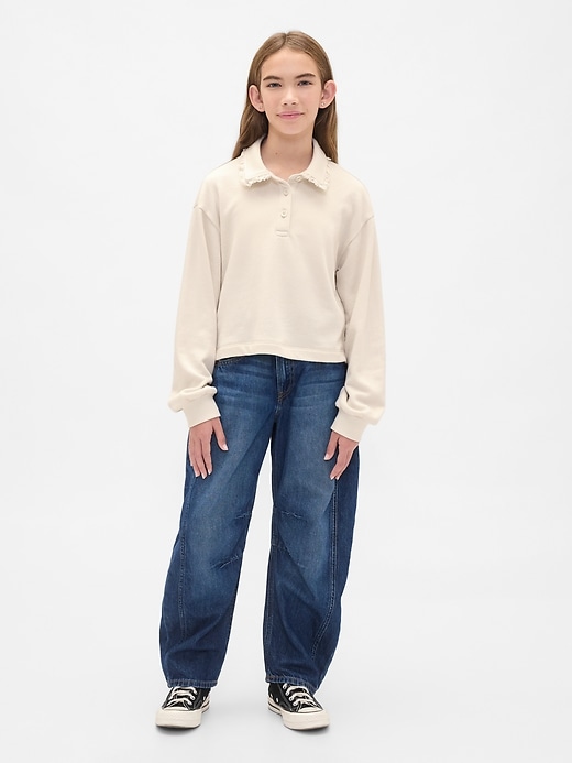 kinder-polo-sweatshirt aus french terry mit spitzenbesatz