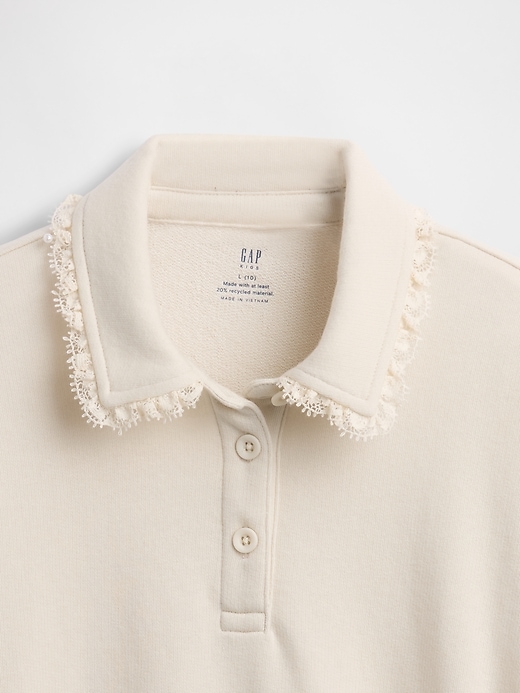 kinder-polo-sweatshirt aus french terry mit spitzenbesatz