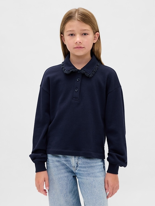 kinder-polo-sweatshirt aus french terry mit spitzenbesatz