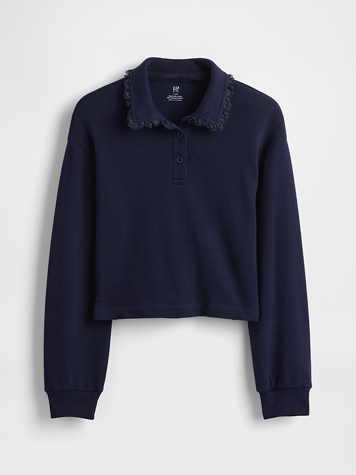 kinder-polo-sweatshirt aus french terry mit spitzenbesatz