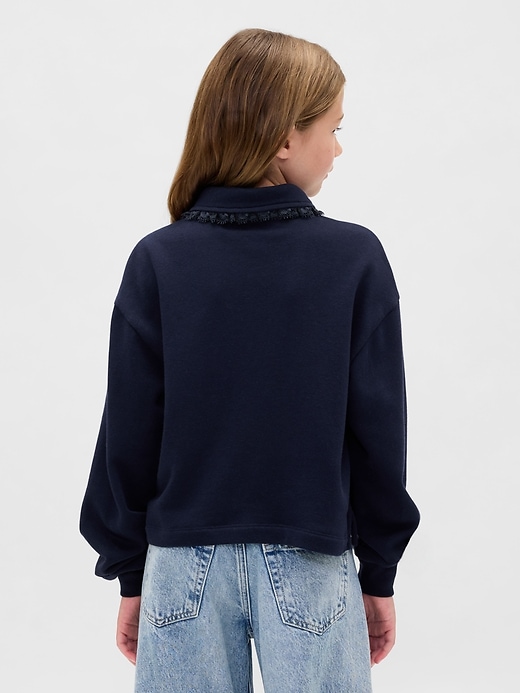 kinder-polo-sweatshirt aus french terry mit spitzenbesatz