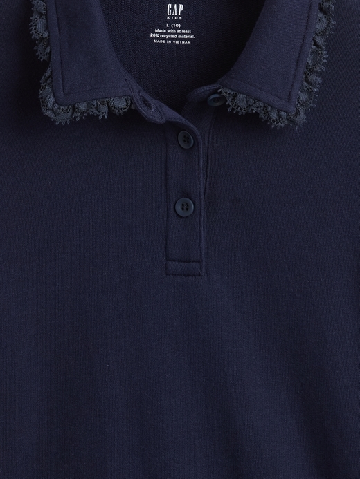 kinder-polo-sweatshirt aus french terry mit spitzenbesatz