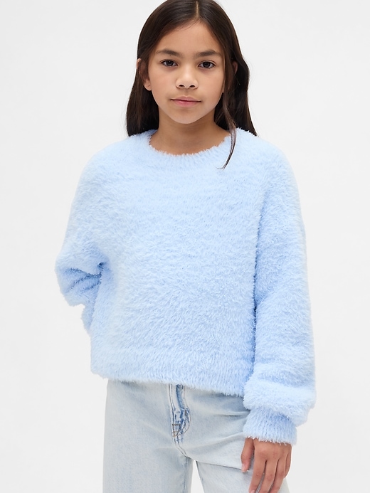 kinder-pullover mit wimpernmuster und rundhalsausschnitt