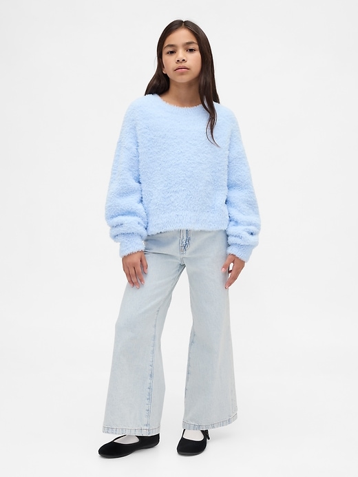 kinder-pullover mit wimpernmuster und rundhalsausschnitt