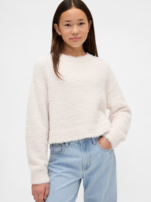 kinder-pullover mit wimpernmuster und rundhalsausschnitt