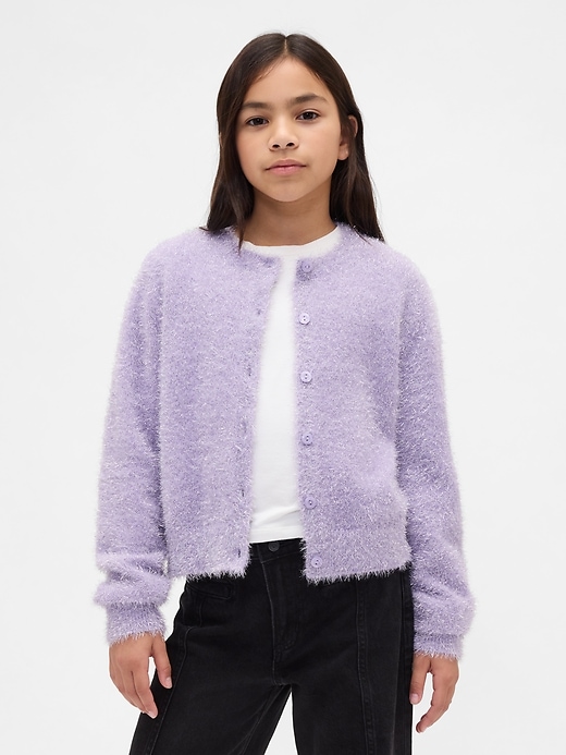 kinder-strickjacke mit metallic-wimpern