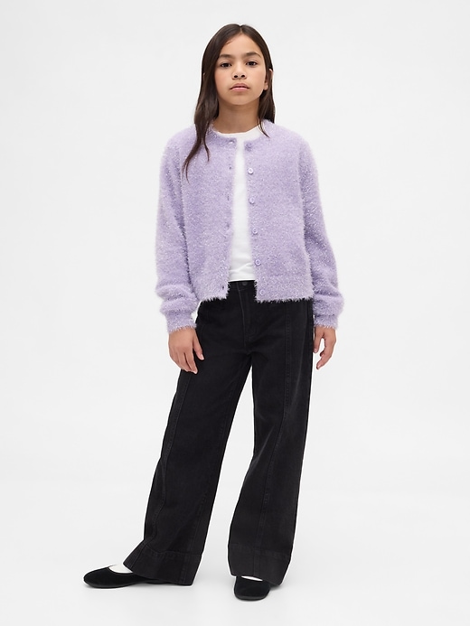 kinder-strickjacke mit metallic-wimpern