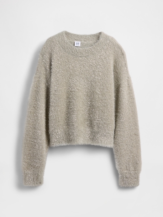 kinder-sweater mit metallic-wimpern-effekt und rundhalsausschnitt