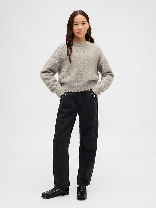 kinder-sweater mit metallic-wimpern-effekt und rundhalsausschnitt