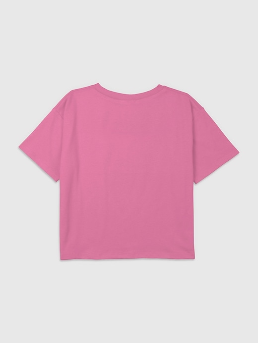 kinder-t-shirt mit monet-garten-motiv kastenförmig bauchfrei