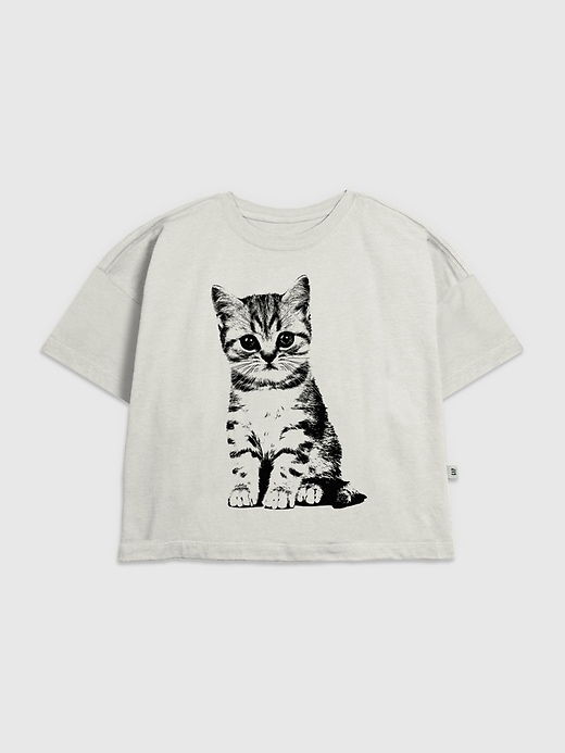 kinder-t-shirt mit pop-art-grafik und kätzchenmotiv
