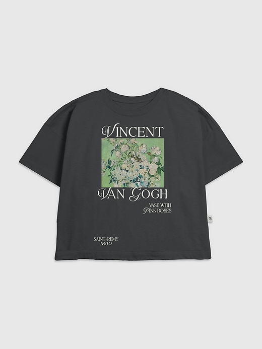 kinder-t-shirt mit van-gogh-motiv und rosa rosen