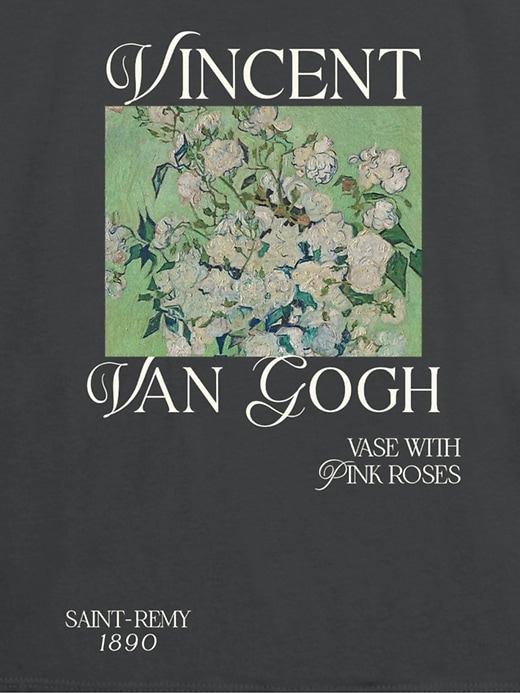 kinder-t-shirt mit van-gogh-motiv und rosa rosen