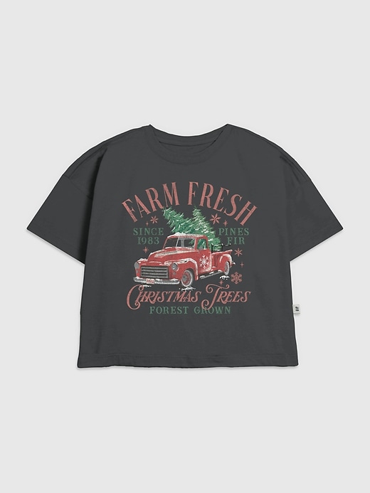 kinder-t-shirt mit bauernhof-weihnachtsbaum-motiv