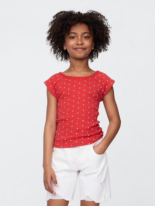 kinder-t-shirt mit spitzenbesatz