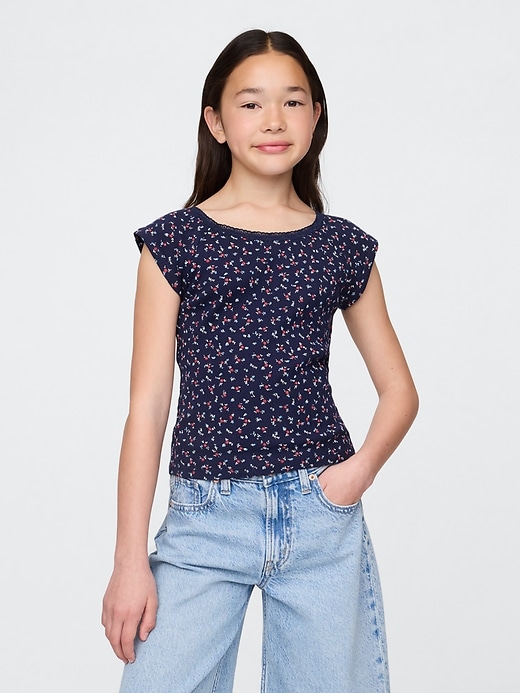 kinder-t-shirt mit spitzenbesatz