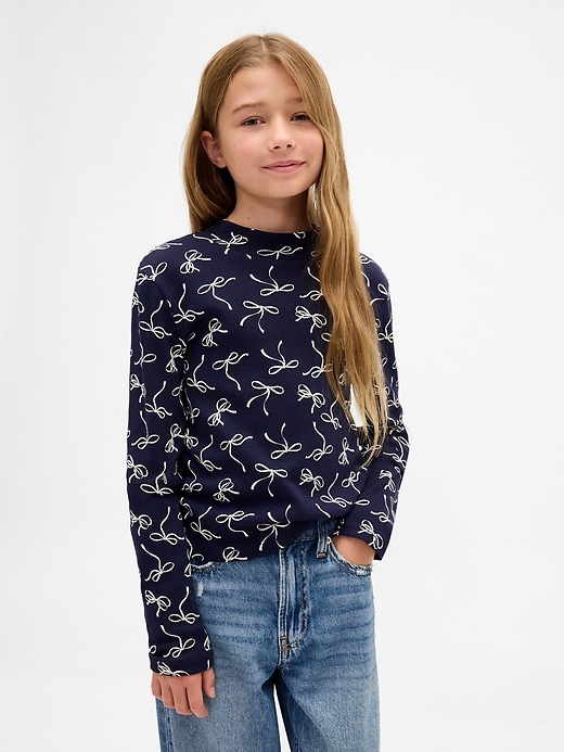 kinder-rippstrick-t-shirt mit stehkragen