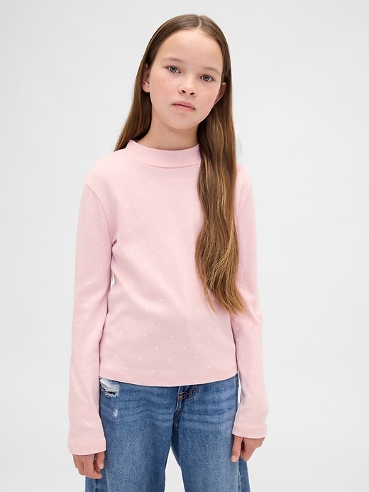 kinder-rippstrick-t-shirt mit stehkragen
