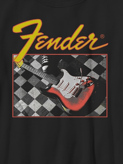 fender-gitarren-t-shirt für kinder mit karomuster