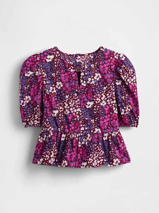 kinder-peplum-top mit puffärmeln