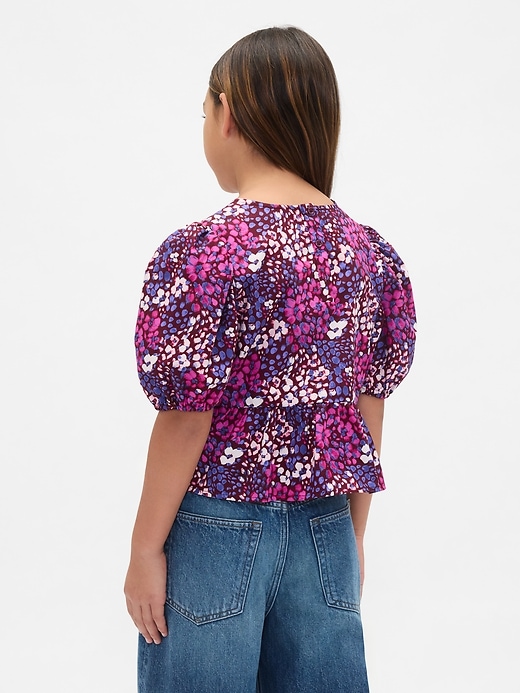kinder-peplum-top mit puffärmeln