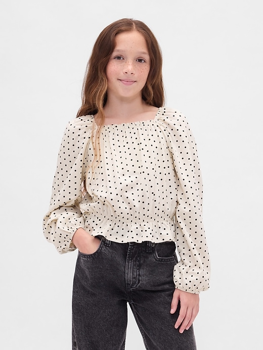 kinder-peplum-top mit crinkle-effekt