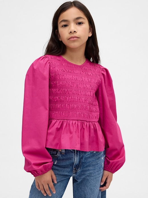 kinder-peplum-top mit smok-einsatz