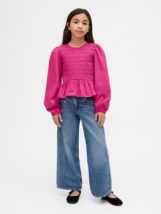 kinder-peplum-top mit smok-einsatz